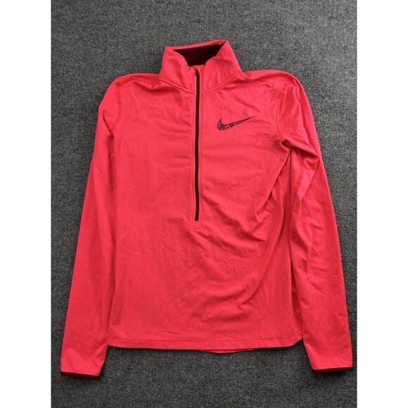 Nike Pro Dri-Fit Pullover Womens Medium Pink Half Zip Running Athletic Top - Picture 1 of 7